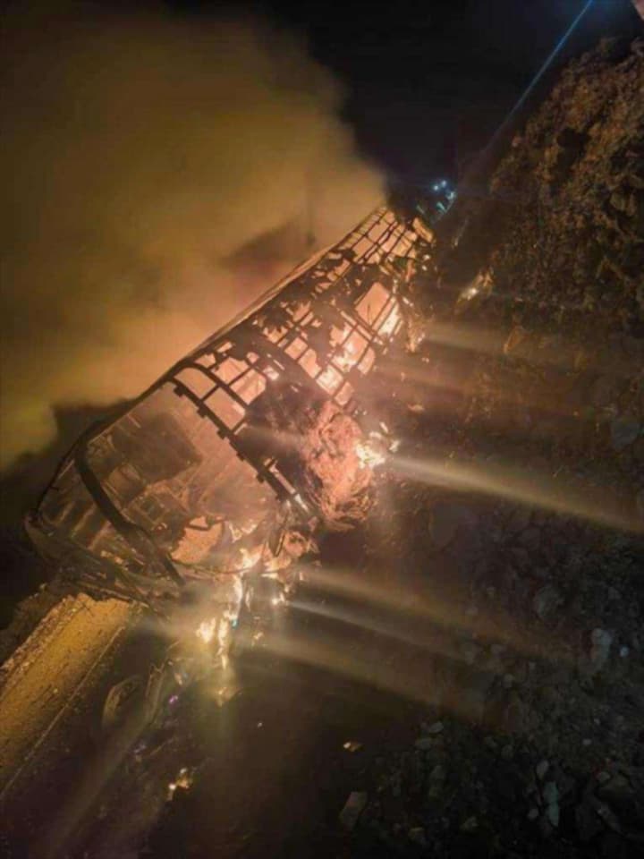 انتهاء التحقيقات في حادث الحافلة المحترقة بأبين والكشف عن السبب