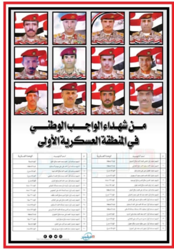 القوات الحكومية تكشف قائمة بـ30 جنديًا سقطوا في مواجهات مع الانتقالي بحضرموت